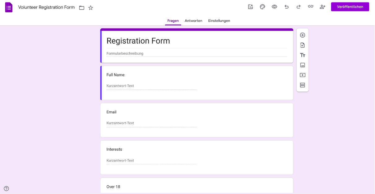 Form fields example